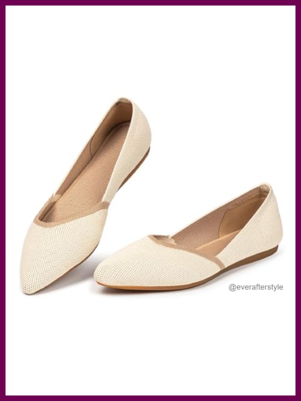 Knitted Pointed Toe Flats Cushioned Slip Resistant Pull-On Casual Walking